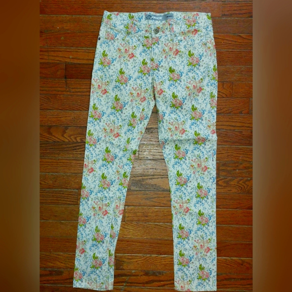 VINTAGE Jordache Floral Skinny Jeans
